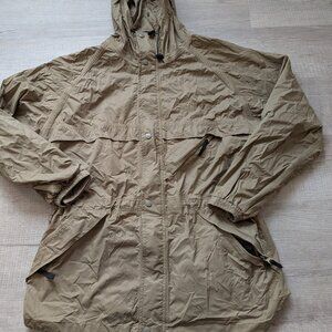 HH Helly Hansen Medium Jacket Hooded Lightweight Windbreaker Coat Beige/Black